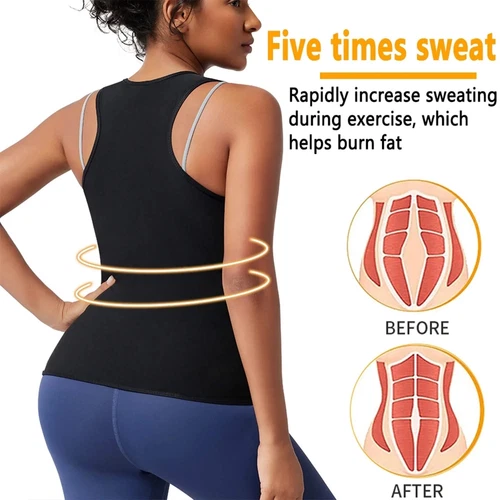Traje de sauna para mujer Entrenador de cintura Chaleco Sudadera Camiseta sin mangas Modelador de cuerpo con cremallera - Imagen 5 de 12