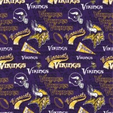 NFL Minnesota Vikings Retro Print 14446 Cotton Fabric by the Yard