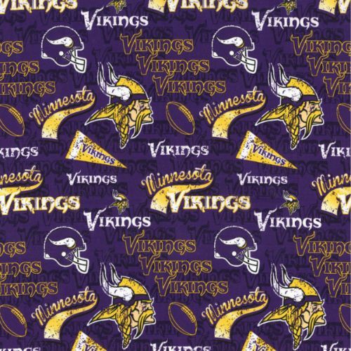 NFL Minnesota Vikings Retro Print 14446 Baumwollstoff Meterware - Bild 1 von 3