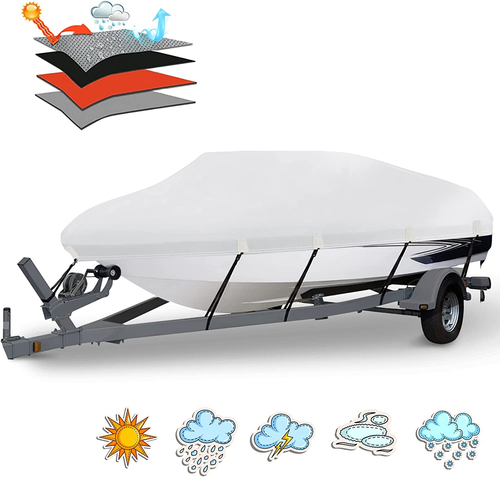 Heavy Duty 800D PU Waterproof Boat Cover, 17'- 19' Trailerable Marine Grade Poly - 第 1/6 張圖片
