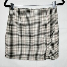 Wild Fable Mini Skirt Women's Preppy School Girl Sz 8 Pink Black Plaid Slit NWT