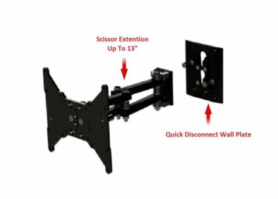 TV Wall Mount Up to 42'' Removable-Disconnect Arm Scissor, Pan, Lock RV, Home