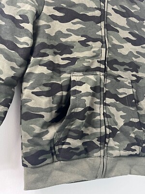 Boys' Sherpa Lined Hoodie Sweatshirt Zip-Up Camo Green Highland