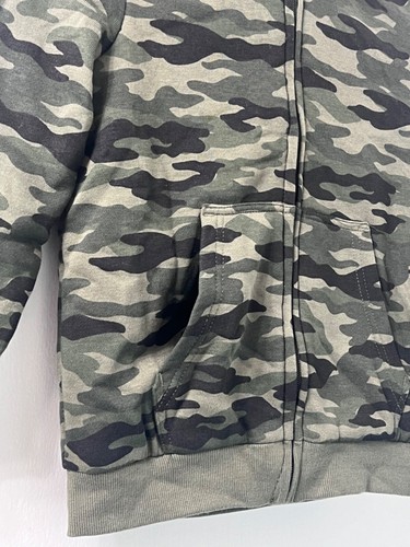 Boys' Sherpa Lined Hoodie Sweatshirt Zip-Up Camo Green Highland Originals - Picture 2 of 7