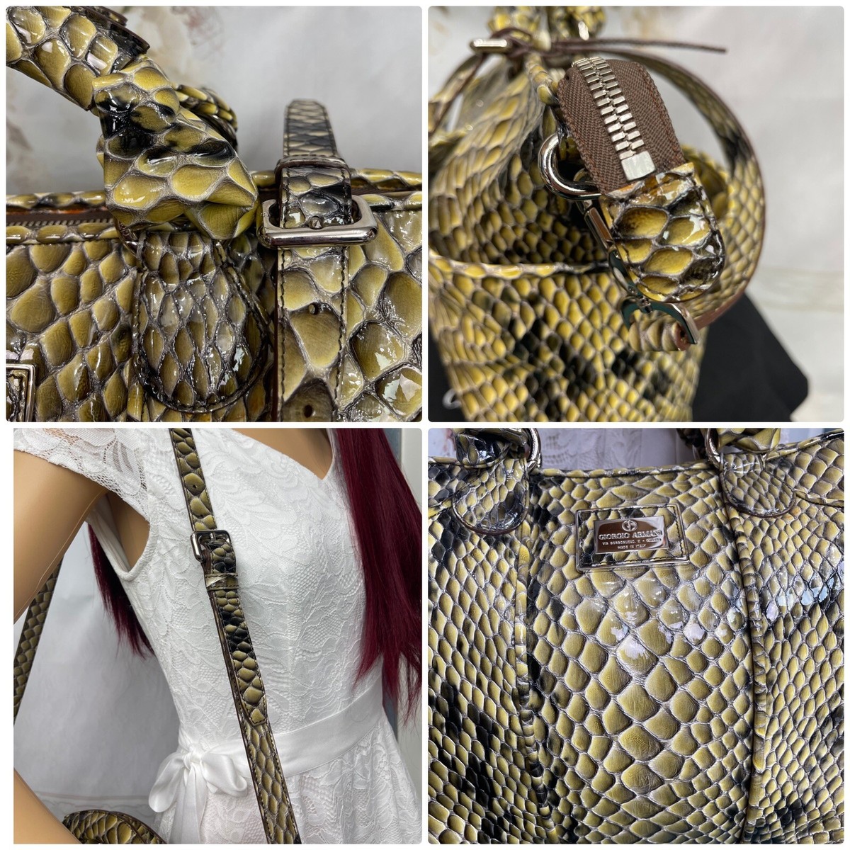 Giorgio Armani python Embossed Tote/shoulder Bag STUNNING NWTS 