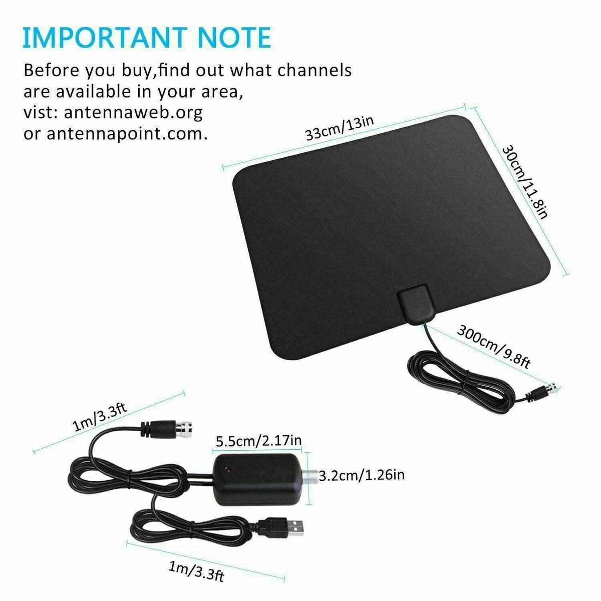 HIDB 360 TV Antenna Indoor, Antenna For Smart TV 400 Miles Long Tv
