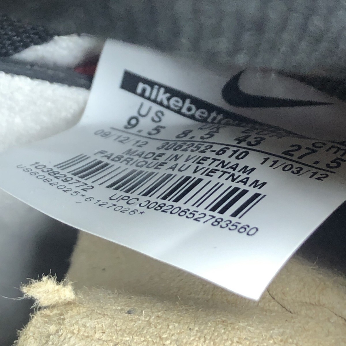 Nike Air Flight 89 Hyper Red White Black Bred Size 9.5 306252-610