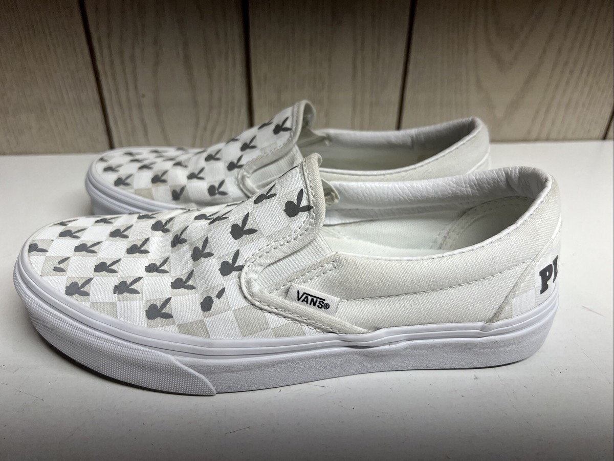 VANS Reflective Playboy Bad Bunny White Checkerboard Slip On 