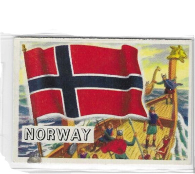 1956 Topps Flags of the World Norway (6) #77 EX w/stain on front
