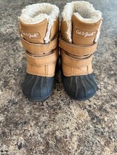 toddler CAT  JACK thermolite SNOW BOOTS SZ 8 navy  brown - Good Condition