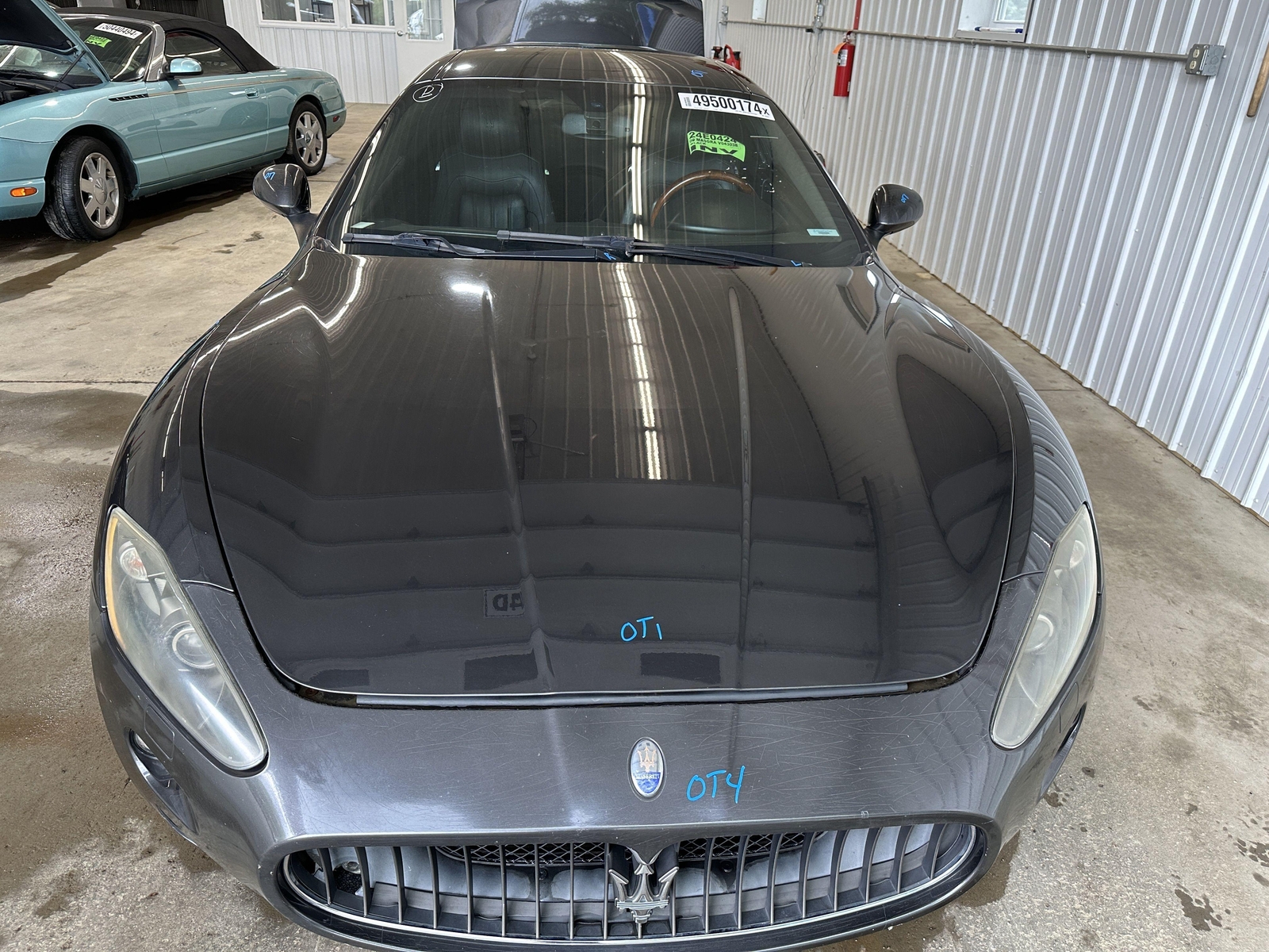 09 MASERATI GRANTURISMO FRONT HOOD BONNET W/ HINGES GRIGIO GRANITO METALLIC 672