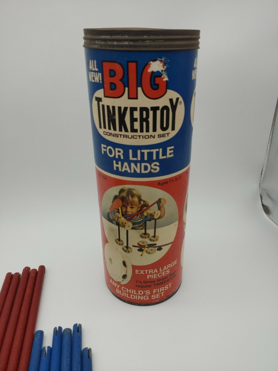 VINTAGE WOODEN 1960's BIG TINKERTOYS Construction Set For Little