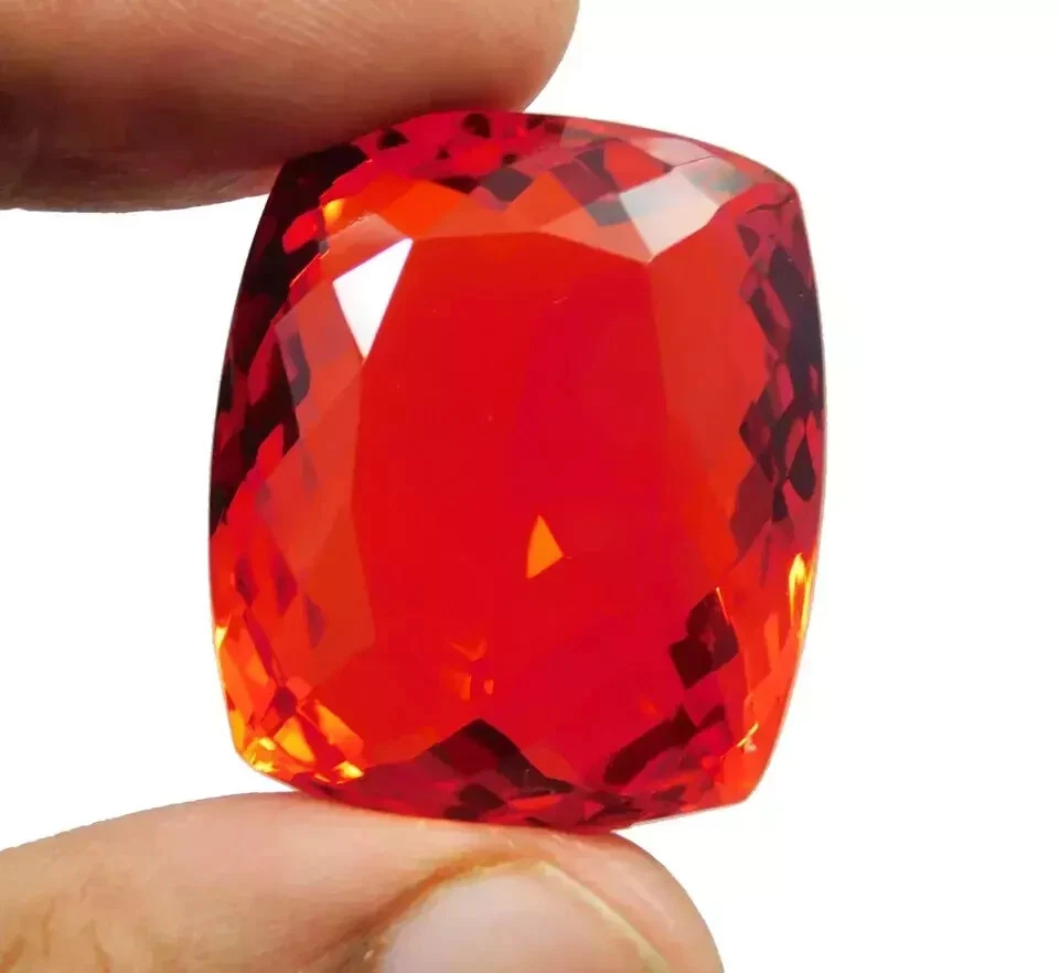 墨西哥火蛋白石红色橙色靠垫切割天然 128.90 克拉 A+ 认证宝石 — 第 4/4 张图片