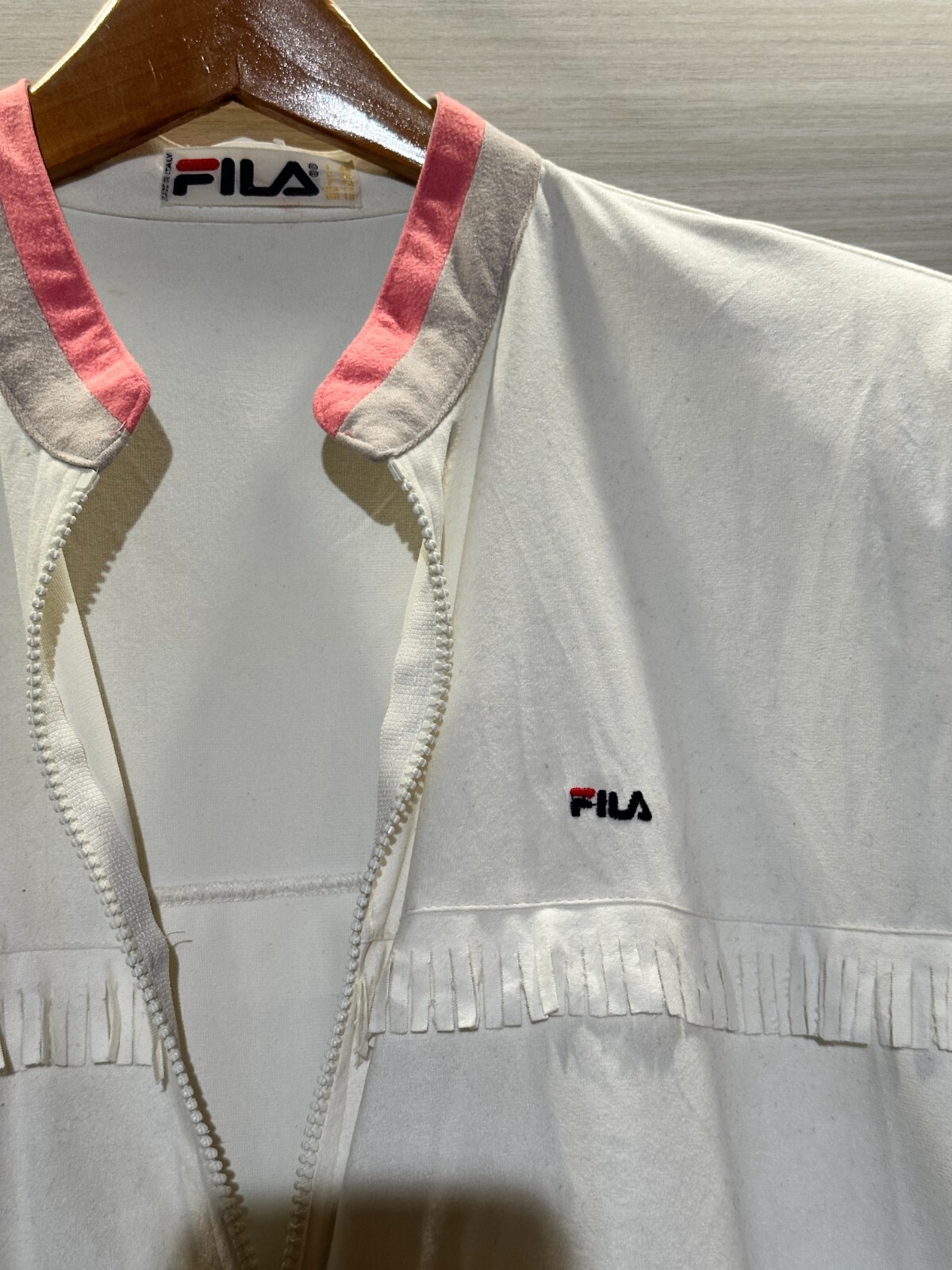 Giacca Fila Vintage con Frange e Zip Pickleball Tennis Retrò Sportiva