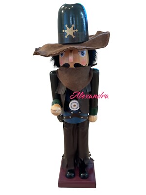 Wooden 12'' Christmas Western Cowboy Sheriff Nutcracker New Holiday Home Decor