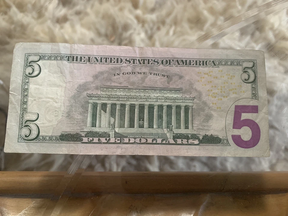 MB 22222221 E 2013 7In A Row 5$ Dollar Bill Near Solid  Fancy Serial Number Rare - Image 3 of 3