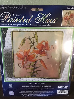Janlynn Tiger Lilly Counted Cross Stitch Pillow Kit Painted Hues 023-0437 New