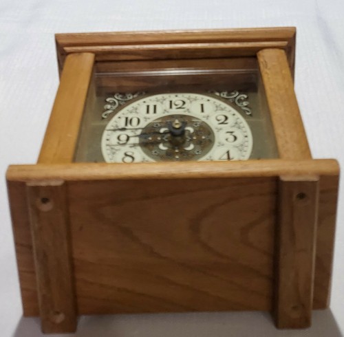 Handcrafted by W.B.Price, MANTEL Katie Clock, Oak, Quartz, excellent condition - Picture 8 of 11