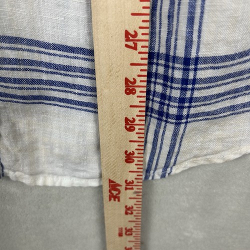 Lands End Shirt Mens XL Button-up Blue Ling Sleeve Plaid 100% Linen Beach Office - Picture 3 of 7