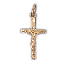 Jesus Christ on Cross Charm Pendant 14k Gold 0.6 Grams 