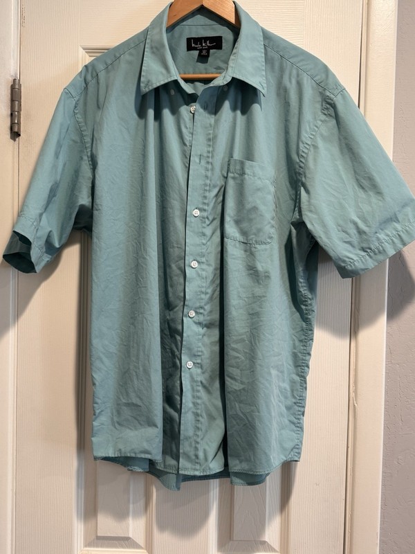 Nicole Miller Mens Teal Shirt (XL)