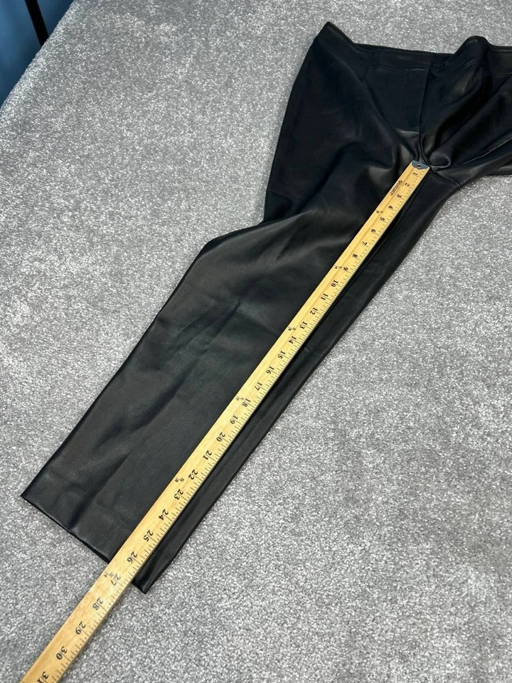 Pantalones de imitación de cuero para mujer Ann Taylor 6 negros forrados de lana tiro alto pierna recta Foto 3 de 4