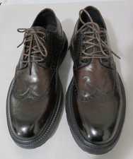 Pair of NEW Men's Giovanni Valentino Brown Leather Brogue Dress Shoes Size 9 1/2