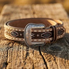 ARIAT Men's Southwestern Step Lace Leather Belt 5097