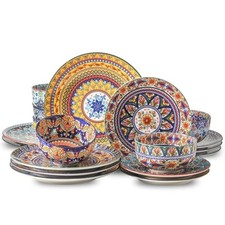 18 Pieces Kitchen Dinnerware Sets Service for 6, Bohemian Color-18 Pieces