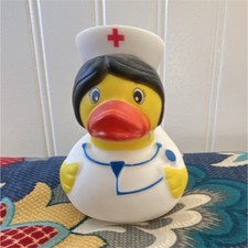 Greenbrier International Nurse Rubber Duck Bath Toy Yellow White Red Black