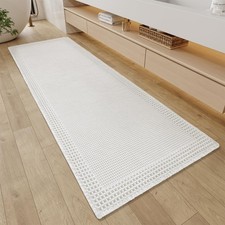 RESARE Waffle Bathroom Runner Rug 2x6 White Non-Slip Absorbent Washable Ultra So