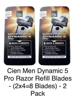 8x Cien Men Dynamic 5 Pro Rasierer Nachfüllklingen 2x4 = 8 Klingen 2er Pack Neu!!! 