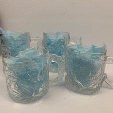 VTG 1995 McDonald's Batman Forever Set of 4 Glass Mugs 2 Tall, 2 Short "