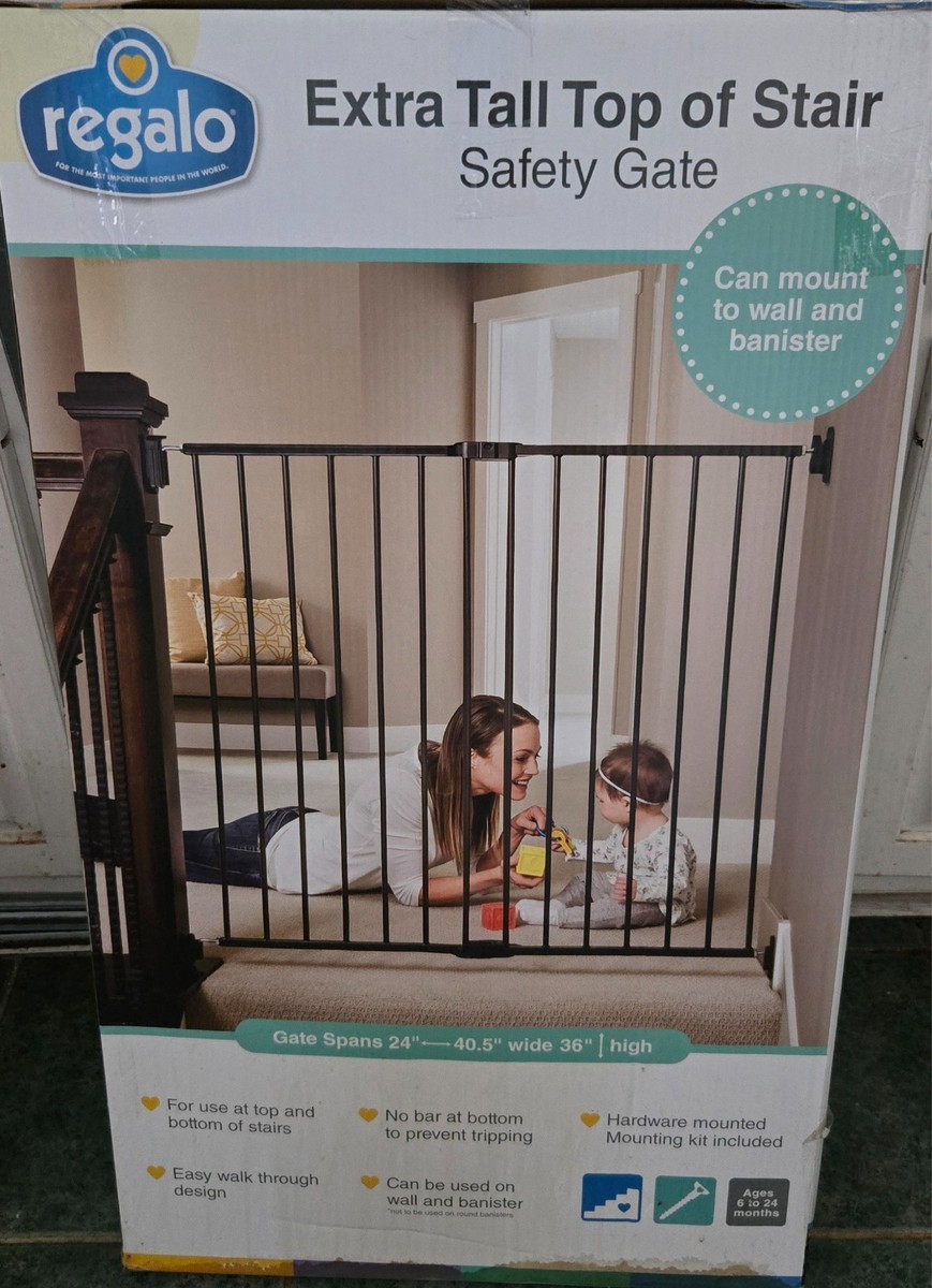Regalo Extra Tall Top of Stair Gate Black for sale online