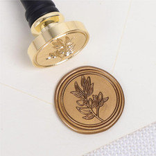 Olive Branch Wax Seal Stamp - Flowers Botanical Theme Vintage Brass Stamp Head w
