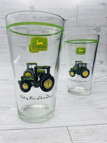 Set Of 2 John Deere Drinking Glass Tumblers Nothing Runs Like a Deere by Gibson
