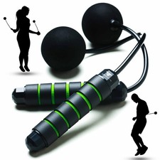 Weighted Cordless Jump Rope - Adjustable Length Ropes Ropeless Black