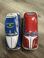 Schylling Classic Tin Car FIRE Chief State Police Friction Motor Sound