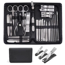 Complete 30-Pc Nail Care Set - Ergonomic & Durable with Travel Leather Case