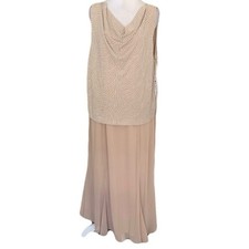 NWT Alex Evenings 18W Taupe Sparkle Sleeveless Dress MOB Wedding Formal
