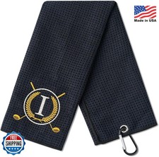 CybGene Microfiber Golf Towel Initial-i 24x16 inch with Carabiner