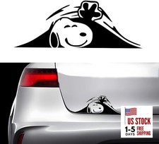 Cute Dog Peeking Car Decal, Black Vinyl Sticker, 8 x 3 inches