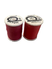 Vintage Thread Spools dual duty polyspun talon Set 2 Red