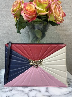 Gucci Queen Margaret Bee Multicolor Jeweled Large Clutch Bag