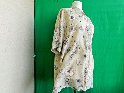 ''Citylife''Damen Sommer  Bluse gr.48.Beige und mehrfarbig geblümt.100%Seide