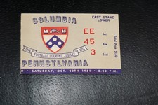 1951 COLUMBIA AT PENN COLLEGE FOOTBALL TICKET STUB