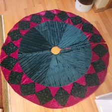 Velvet Christmas Tree Skirt Red  Green Cuff 54" Diameter