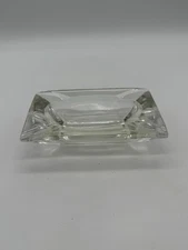 Vintage Heady Thick Clear Glass Rectangle Cigar Ashtray 5.25" x 3.5" x 1.75"