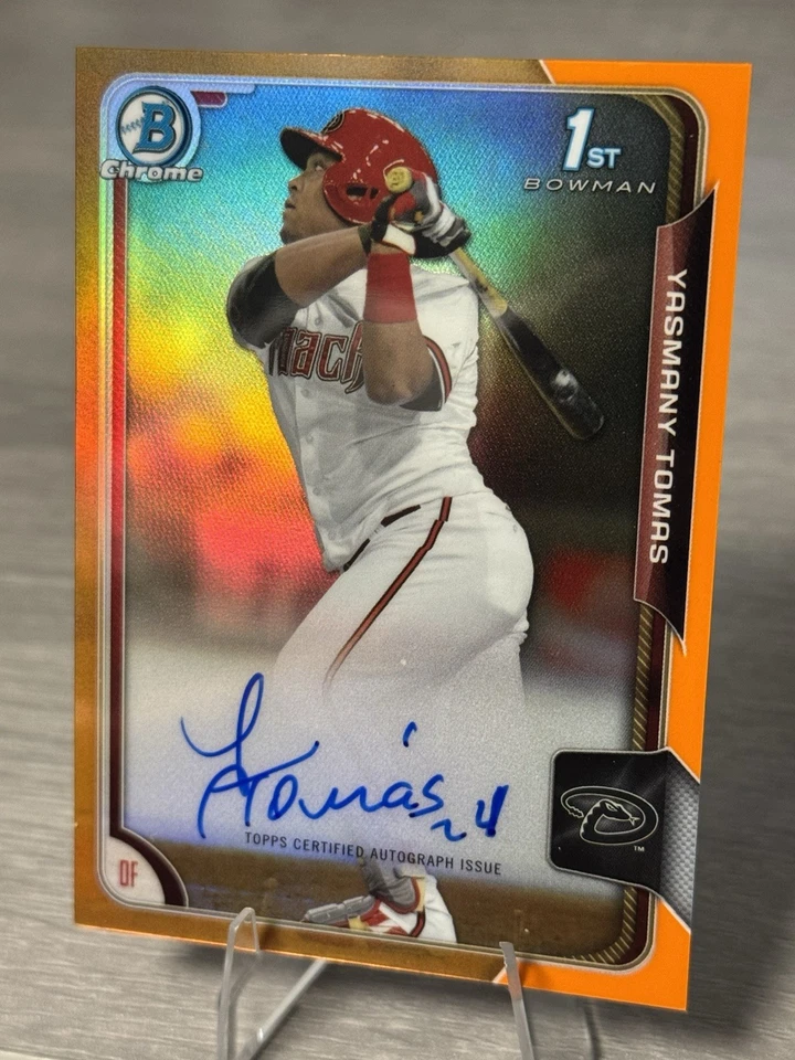 🔥YASMANI TOMAS 2015 Bowman Chrome Orange Refractor Auto 1st RC /25 #DBACKS!!!🔥 — 第 3/4 张图片