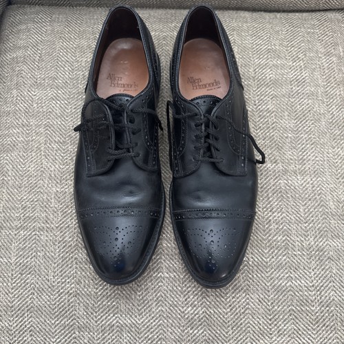 Abito Oxford Allen Edmonds 9 1/2 B Sanford punta a cappuccio made in USA pelle nera uomo - Foto 1 di 2